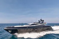 Luxury Codecasa 41S yacht cruising on open sea, 2007 model.