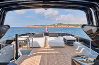 Luxurious 2007 Codecasa 41S yacht deck with ocean view and elegant seating.