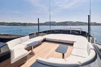 Luxurious 2007 Codecasa 41S yacht deck with elegant seating and ocean view.