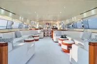 Luxurious interior of 2007 Codecasa 41S yacht with elegant white seating and modern decor.