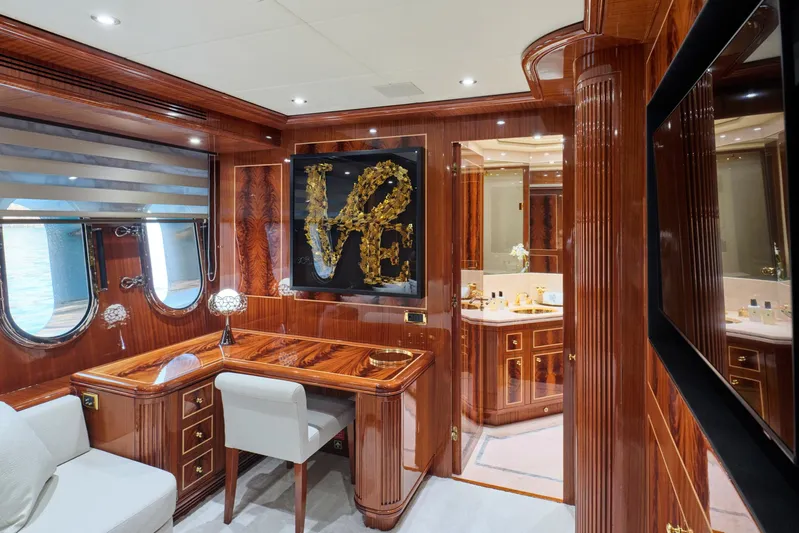 Ability Yacht Photos Pics Luxurious interior of 2007 Codecasa 41S yacht with elegant wood finish and modern decor.