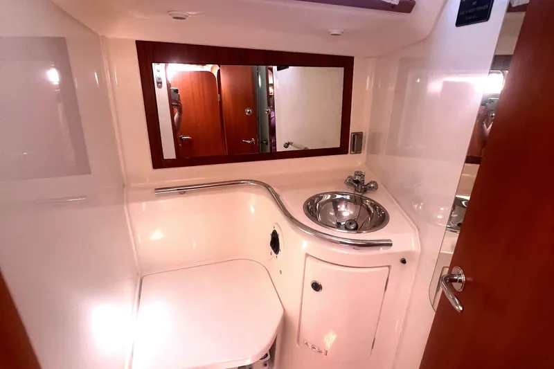 St. Francis Yacht Photos Pics Luxurious bathroom in 2001 X-Yachts 482 Modern, featuring sleek sink and mirror.