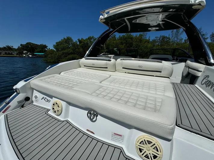  Yacht Photos Pics 2020 Cobalt R30 boat with spacious sun deck and premium seating.