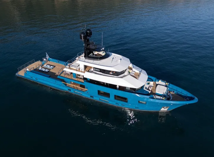 King Benji Yacht Photos Pics Luxurious 2024 Dunya Yacht on serene blue waters, showcasing sleek design and modern amenities.