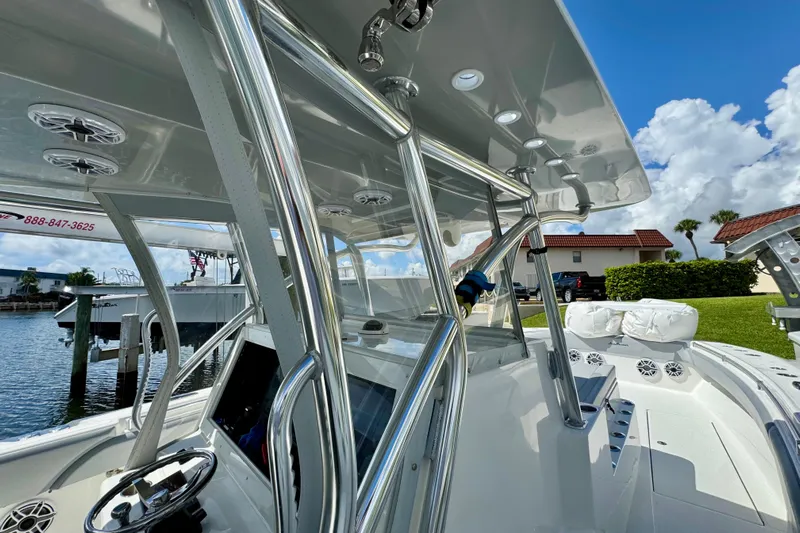Trade In-- Bring All Offers & Trades Yacht Photos Pics 2021 SeaHunter 41 CTS boat interior with sleek design and modern features, docked by the water.