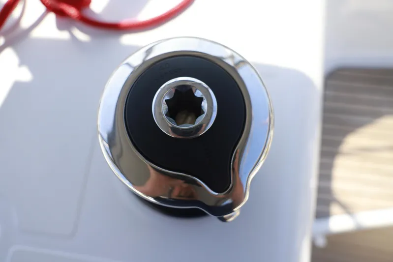 Espiritu Milagro Yacht Photos Pics Winch handle socket on Jeanneau Sun Odyssey 410, 2022 model.