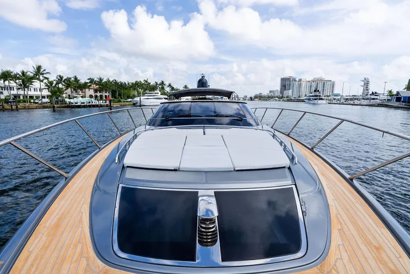 Phantom Yacht Photos Pics 2019 Riva 56 Rivale yacht on water, showcasing sleek design and luxury features.