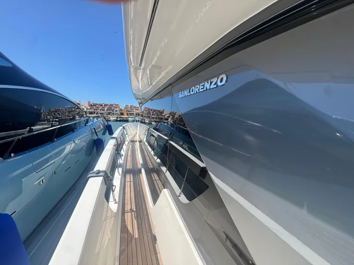  Yacht Photos Pics Sanlorenzo SX88 yacht, 2018 model, docked with sleek design and modern architecture.