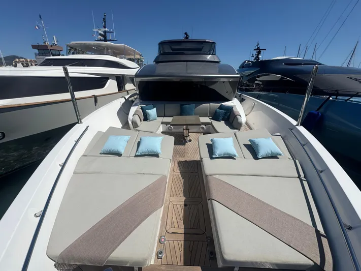  Yacht Photos Pics Luxurious 2018 Sanlorenzo SX88 yacht with spacious sun deck and plush seating.