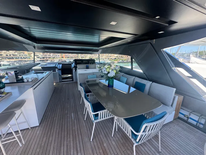  Yacht Photos Pics Luxurious 2018 Sanlorenzo SX88 yacht interior with elegant dining area and modern design.