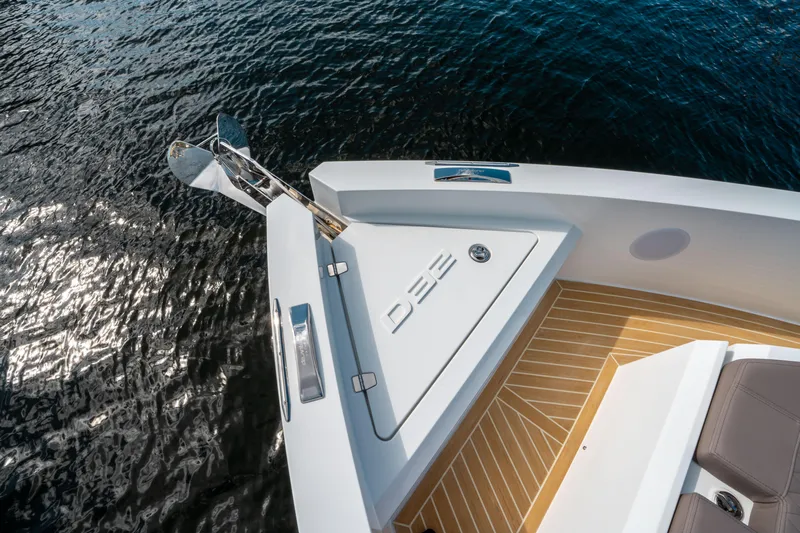  Yacht Photos Pics Bow of 2025 De Antonio Yachts D32 OPEN, featuring sleek design and modern deck.