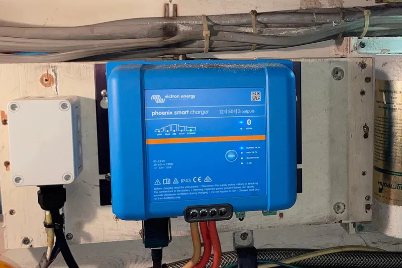 Rubber Ducky Yacht Photos Pics Victron Energy Phoenix Smart Charger installed on 1981 Hatteras 48 Motor Yacht.