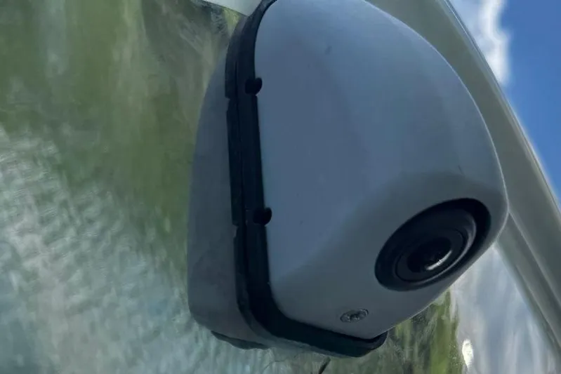  Yacht Photos Pics Close-up of a camera mounted on a 2023 Regal 38 FXO boat.