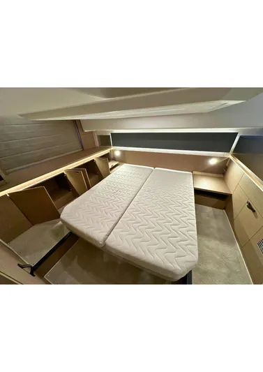 420 Fly Yacht Photos Pics 2024 Prestige 420 Fly yacht interior with twin beds and modern design.