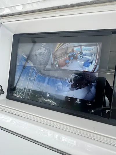  Yacht Photos Pics Garmin display on 2011 Hatteras GT60 yacht showing interior and exterior views.