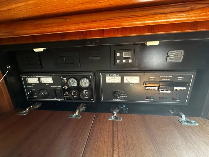  Yacht Photos Pics Control panel of a 2005 Tiara Yachts 3200 Open, featuring AC and DC systems.