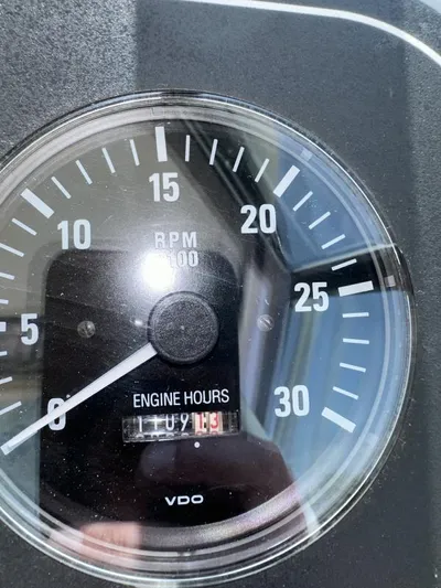 Superfishal II Yacht Photos Pics Close-up of a Tiara Yachts 4100 Open 1999 tachometer showing engine hours.