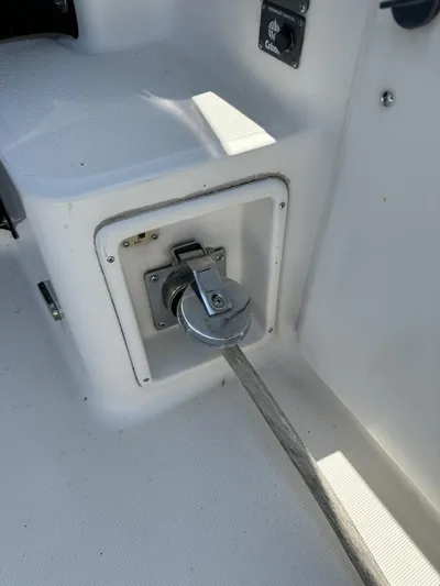 Superfishal II Yacht Photos Pics 1999 Tiara Yachts 4100 Open deck detail with cleat and rope.