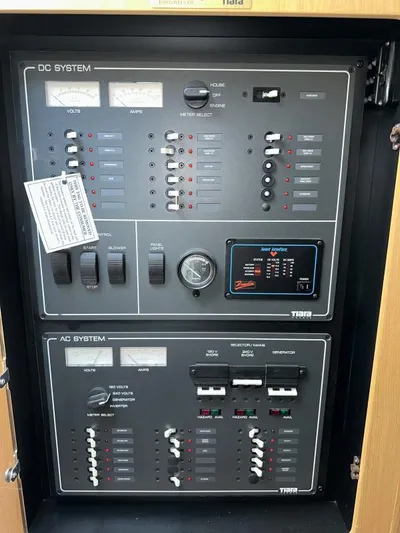 Superfishal II Yacht Photos Pics Electrical control panel on a 1999 Tiara Yachts 4100 Open boat.