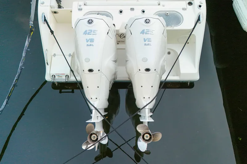  Yacht Photos Pics Twin Yamaha 425 V8 engines on a 2022 Cobia 350 Center Console boat.