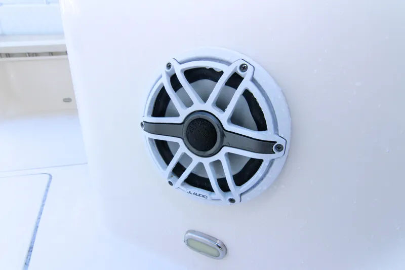 Yacht Photos Pics Speaker on 2022 Cobia 350 Center Console boat, featuring JL Audio.