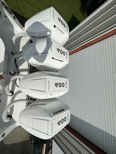  Yacht Photos Pics 2024 Onslow Bay 41 boat with triple Mercury 400 V10 outboard engines.