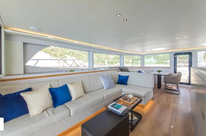 Bikini Sunset Yacht Photos Pics Luxurious interior of Granocean 57 yacht, 2023 model.