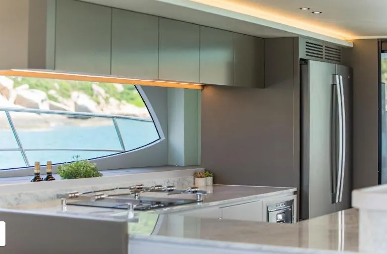 Bikini Sunset Yacht Photos Pics Modern kitchen on a 2023 Granocean 57 yacht.