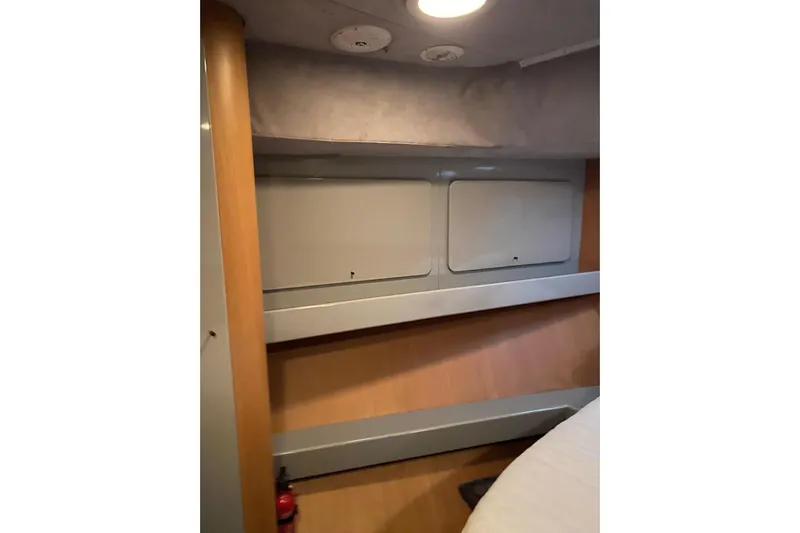 Captain Back Yacht Photos Pics Interior of 1988 Cantiere Navale di Pesaro Studio Mare Atmosfere 46 yacht cabin.