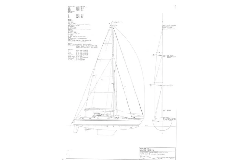 Raynad Yacht Photos Pics Blueprint of 2000 Custom Steel Cutter World Cruiser sailboat design.