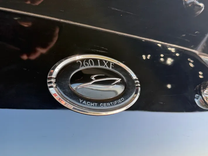  Yacht Photos Pics Scout 260 LXF 2025 yacht emblem on black background.