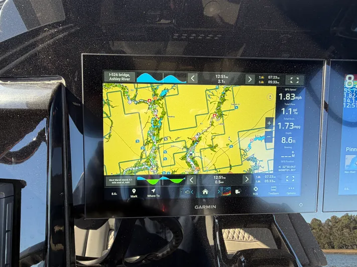  Yacht Photos Pics Garmin navigation system on a 2025 Scout 260 LXF boat.