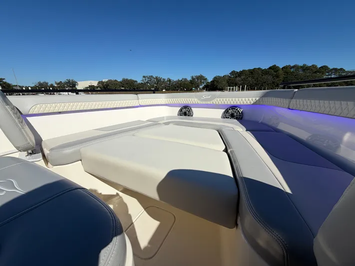  Yacht Photos Pics Interior of 2025 Scout 260 LXF with luxurious seating.