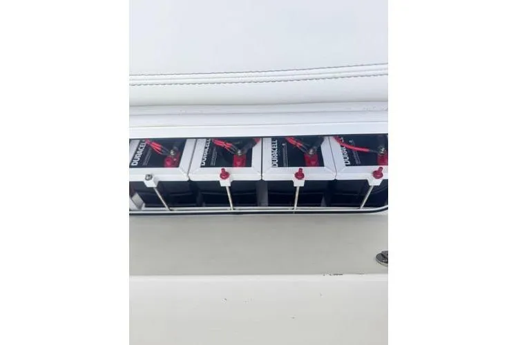 No Name Yacht Photos Pics 2019 Nor-Teck 390 Sport Center Console battery compartment with Duracell batteries.