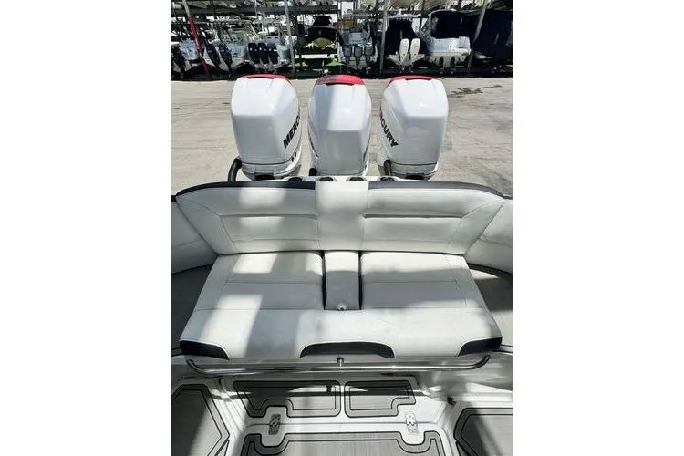 No Name Yacht Photos Pics 2019 Nor-Teck 390 Sport Center Console with triple Mercury engines and white seating.
