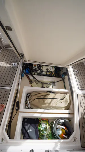 A Votre Sante Yacht Photos Pics Cockpit storage and generator access