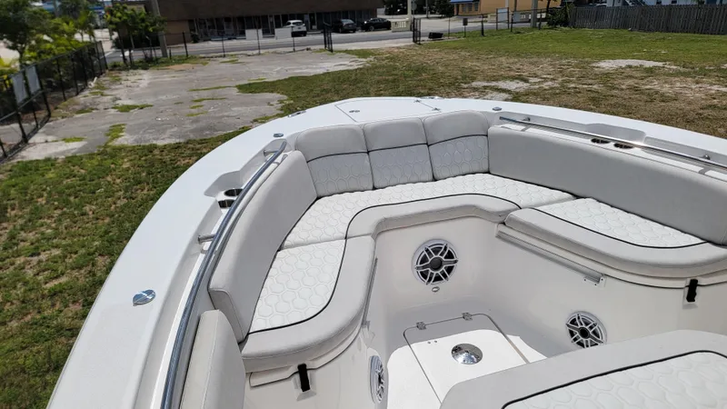  Yacht Photos Pics 2024 Sea Fox 288 Commander boat with spacious seating and modern design.