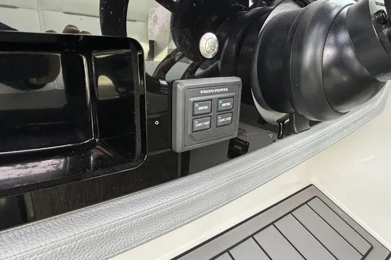  Yacht Photos Pics 2019 Cobalt A36 boat dashboard with Volvo Penta controls and steering wheel.