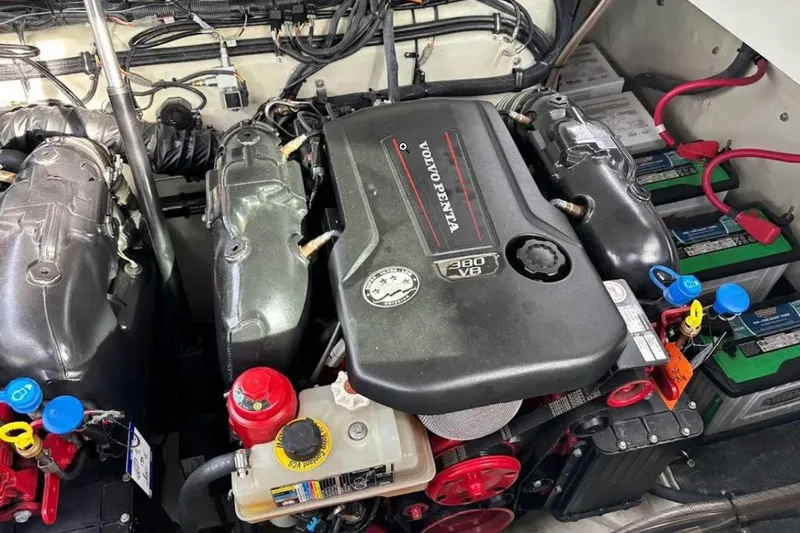  Yacht Photos Pics Engine compartment of a 2019 Cobalt A36 with Volvo Penta 380 V8 engine.