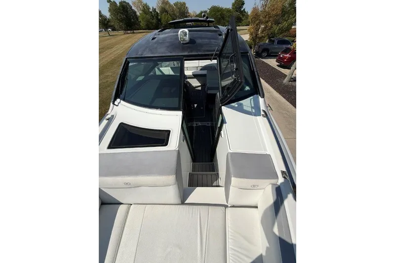  Yacht Photos Pics 2019 Cobalt A36 boat with sleek design and spacious deck area.