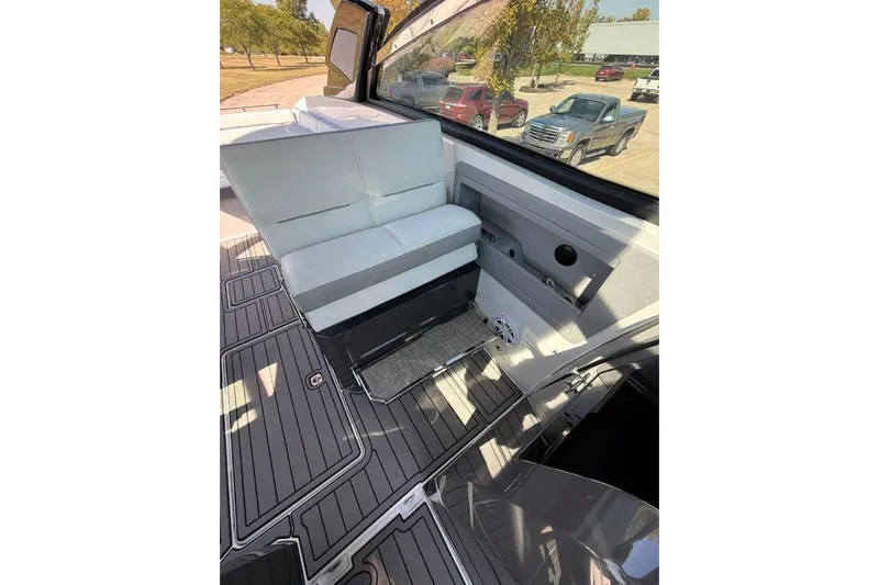  Yacht Photos Pics 2019 Cobalt A36 boat interior with sleek seating and modern design elements.