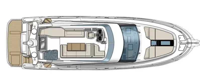  Yacht Photos Pics Top view layout of 2022 Beneteau Monte Carlo 52 yacht, showcasing interior and deck design.