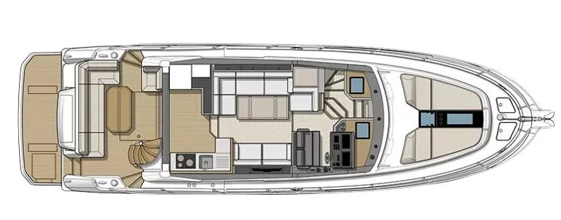 Yacht Photos Pics Top view layout of 2022 Beneteau Monte Carlo 52 yacht interior design.