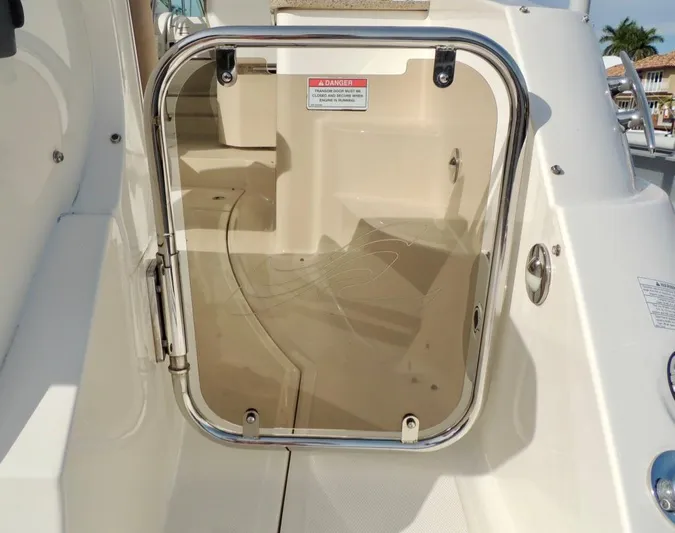  Yacht Photos Pics 2016 Sea Ray 350 Sundancer cabin door with stainless steel frame.