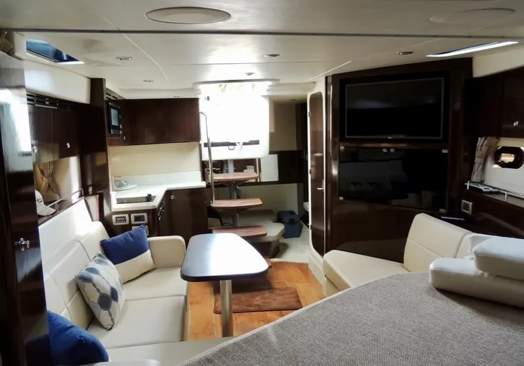  Yacht Photos Pics Luxurious interior of 2016 Sea Ray 350 Sundancer yacht with modern amenities.
