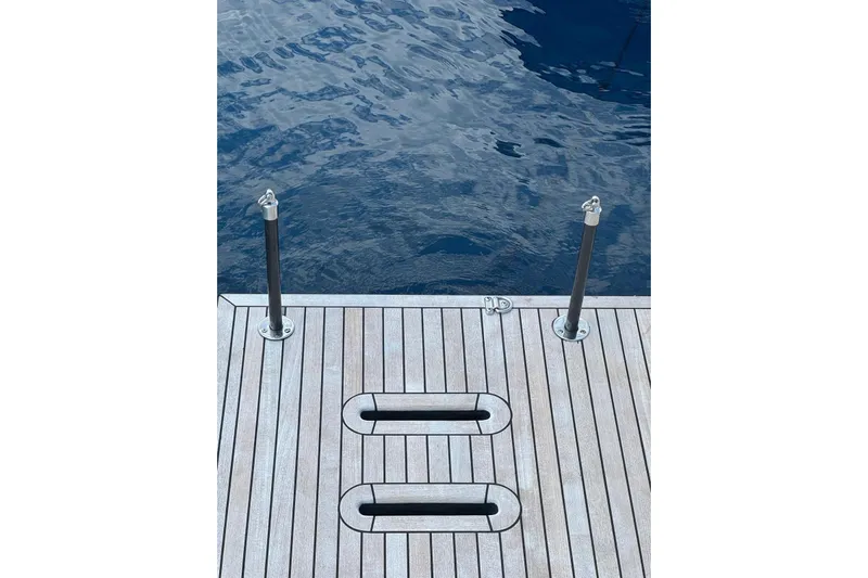  Yacht Photos Pics Teak deck of 2024 Azimut 60 yacht with ocean view.