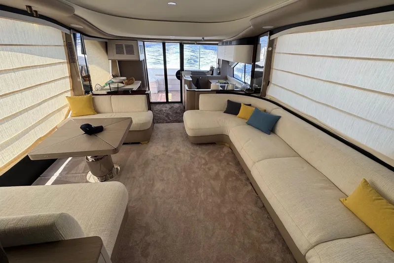  Yacht Photos Pics Luxurious interior of 2024 Azimut 60 yacht with elegant seating and modern design.