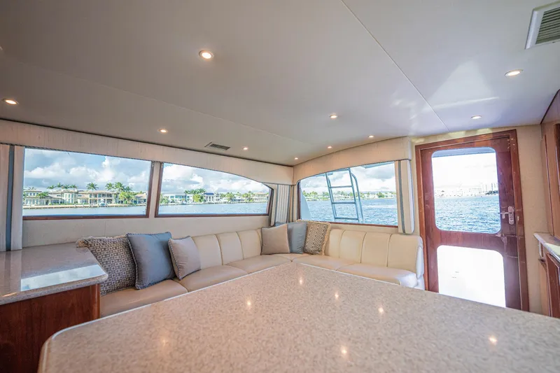 Manana Yacht Photos Pics Luxurious interior of 2007 Egg Harbor 43 SportYacht with waterfront view.