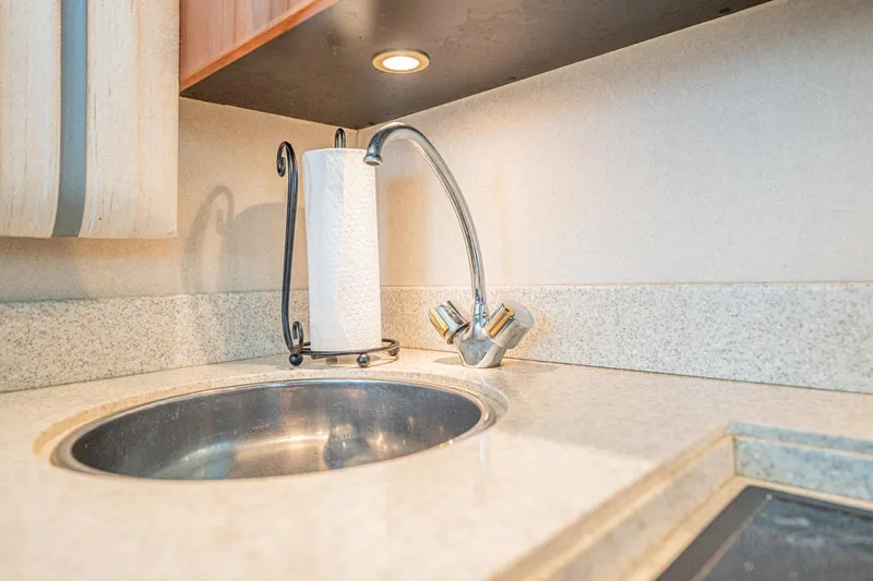 Manana Yacht Photos Pics Modern kitchen sink area in 2007 Egg Harbor 43 SportYacht.