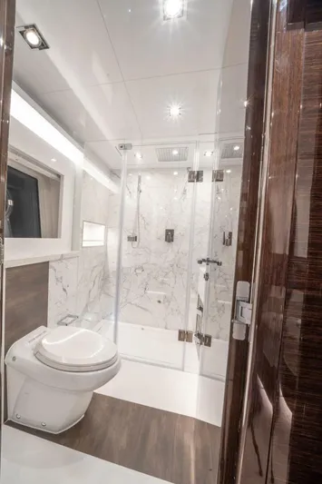  Yacht Photos Pics Luxurious bathroom with marble shower in 2020 Pearl 95 yacht.